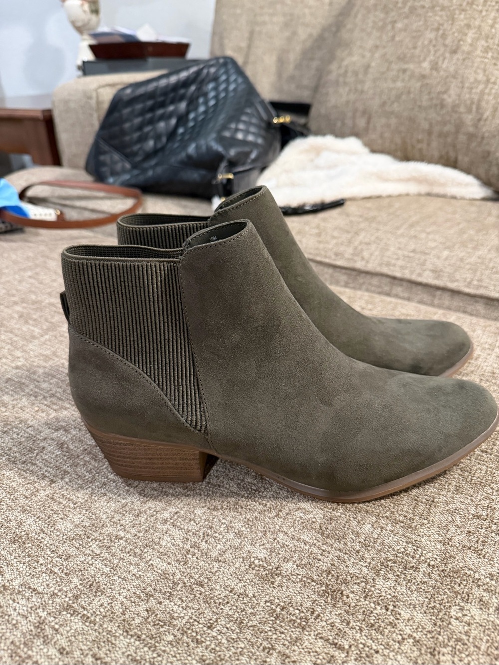 UNIONBAY Olive Suede-Look Chelsea Ankle Booties